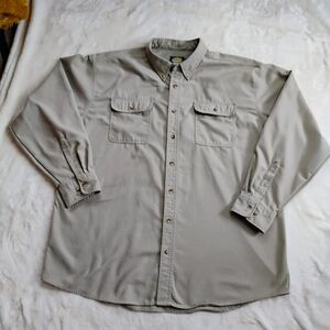 Cabela's Shirt Mens 2XLT Beige Button-Up Long Sleeve Snap Polyester Big & Tall